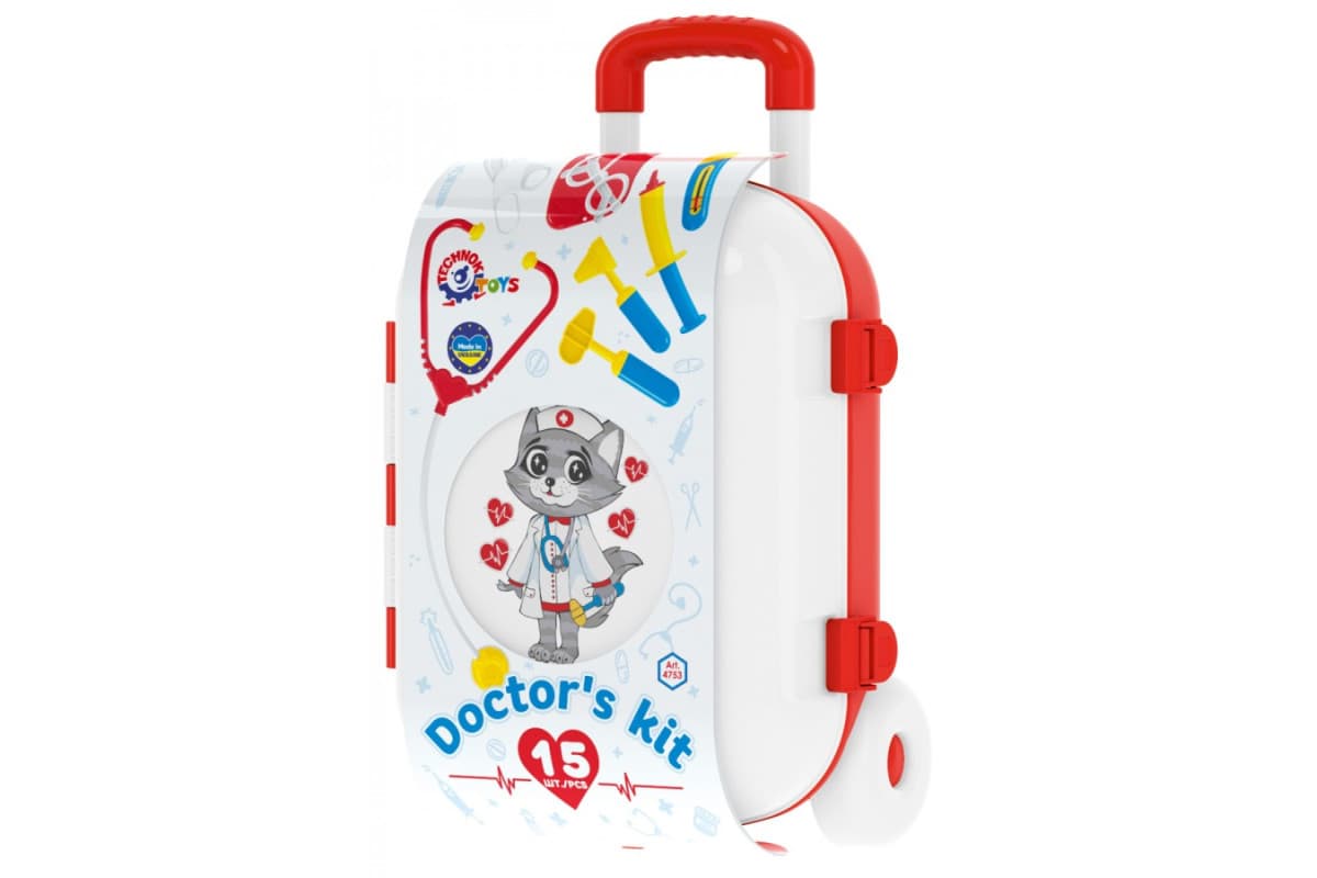 Ігровий набір маленький лікар ТехноК 4753 у валізі на колесах, 15 предметів